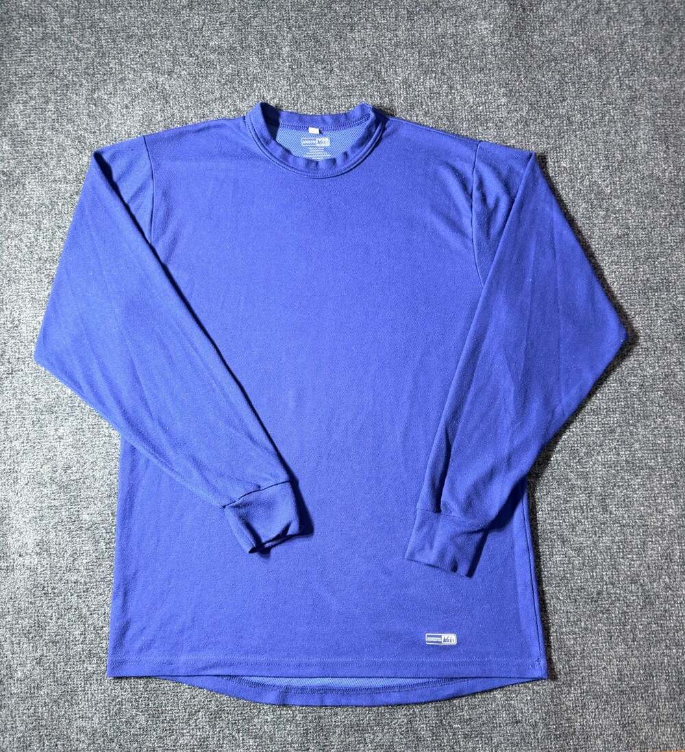 REI  Men's Blue Thermal Long Sleeve Base Layer Shirt Size L Made in USA